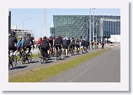 2 bicycle groups on the bike path.